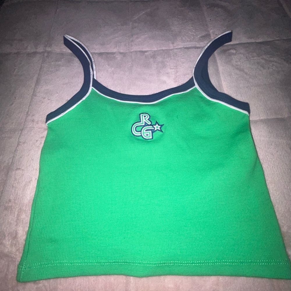 Rip Curl Green Tank Top with White and Pink Trim - Picture 2 of 3